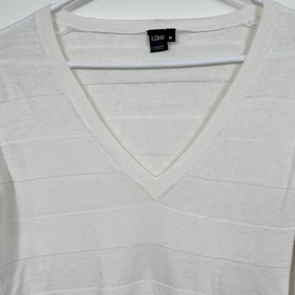 Icône linen-cotton white vneck summer, Msheer, long sleeves Coastal Clean Chic - Picture 3 of 9